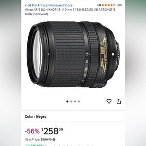 Nikon 18-140mm f/3.5-5.6G ED AF-S DX VR Lens